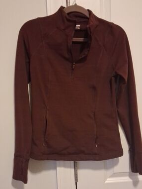 Avia Burgundy Athletic Outdoor Work Out quarter-Zip Pullover Hoodie